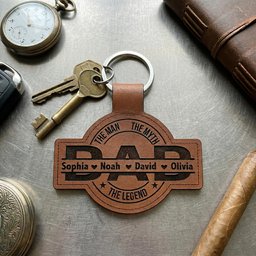 Dad, Papa, Grandpa, Pop The Man, The Myth, The Legend With Kid's Names - Personalized Keychain – view 3