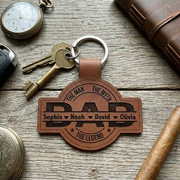 Dad, Papa, Grandpa, Pop The Man, The Myth, The Legend With Kid's Names - Personalized Keychain – view 2