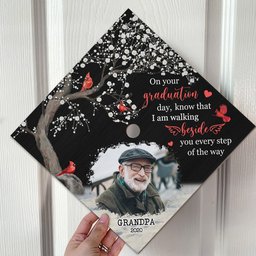 On Your Graduation Day Memorial Custom Photo - Personalized Graduation Cap Topper – view 2