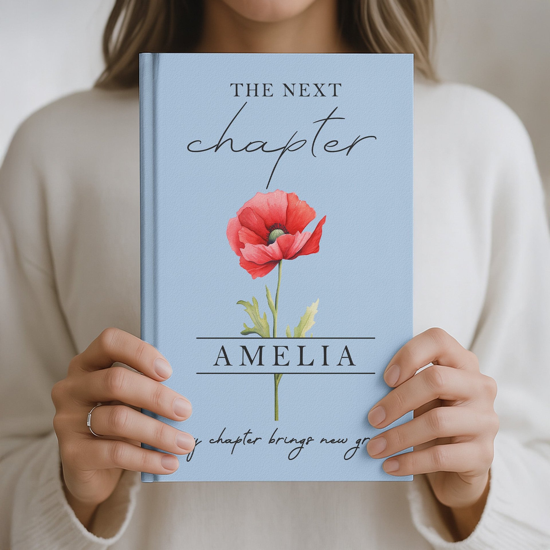 The Next Chapter Journal Custom Name Flower - Personalized Journal