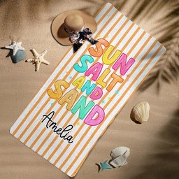 Striped Summer Beach Life - Personalized Beach Towel – view 4