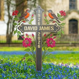 Memorial Metal Cross Stake Grave Marker Remembrance Gift - Personalized Garden Stake