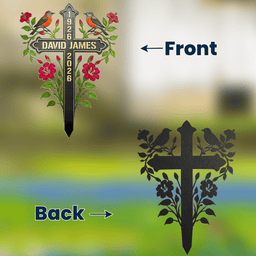 Memorial Metal Cross Stake Grave Marker Remembrance Gift - Personalized Garden Stake – view 2