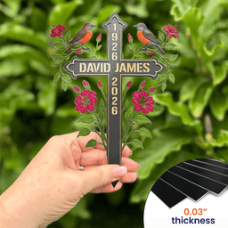 Memorial Metal Cross Stake Grave Marker Remembrance Gift - Personalized Garden Stake – view 3