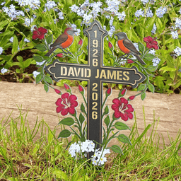 Memorial Metal Cross Stake Grave Marker Remembrance Gift - Personalized Garden Stake – view 4