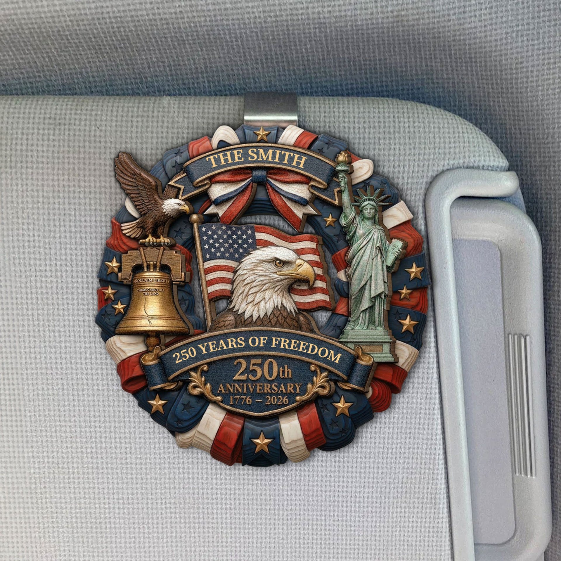 250th Anniversary Gift For Mom, Dad, Family, Friend - Personalized Car Visor Clip