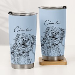Custom Pet Portrait Gift For Dog Lover, Cat Lover - Personalized Tumbler – view 2