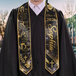 Graduation Motivation God Has Great Plans For You - Personalized Graduation Stole – view 3