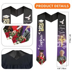 Graduation Memorial Custom Photo - Personalized Graduation Stole – view 5