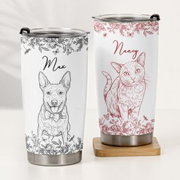 Custom Pet Portrait Cup Gift For Dog Lover, Cat Lover - Personalized Tumbler Cup – view 4