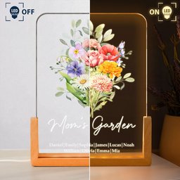 Family Birth Flower Bouquet Flowers Gift For Mom, Grandma, Family - Personalized Night Light – view 3