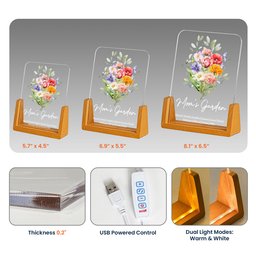 Family Birth Flower Bouquet Flowers Gift For Mom, Grandma, Family - Personalized Night Light – view 5
