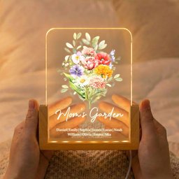 Family Birth Flower Bouquet Flowers Gift For Mom, Grandma, Family - Personalized Night Light – view 2