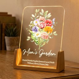Family Birth Flower Bouquet Flowers Gift For Mom, Grandma, Family - Personalized Night Light – view 4