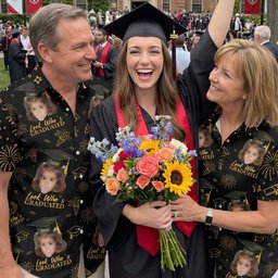 Graduation Matching Shirt With Childhood Photo - Vintage Childhood Themed - Personalized Hawaiian Shirt – view 2