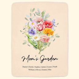 Family Birth Flower Bouquet Flowers Gift For Mom, Grandma, Family - Personalized Blanket – view 2