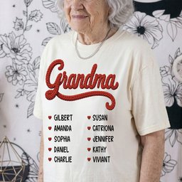 Grandma Nana Mom Title Faux Yarn Print - Personalized Shirt – view 3