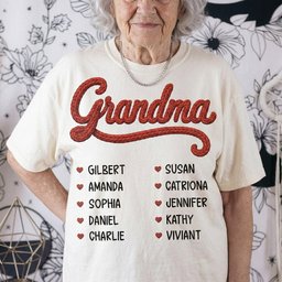 Grandma Nana Mom Title Faux Yarn Print - Personalized Shirt – view 2