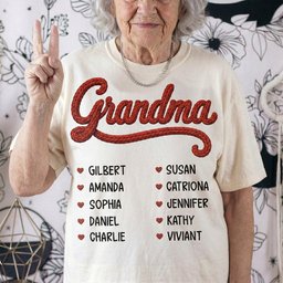 Grandma Nana Mom Title Faux Yarn Print - Personalized Shirt – view 4