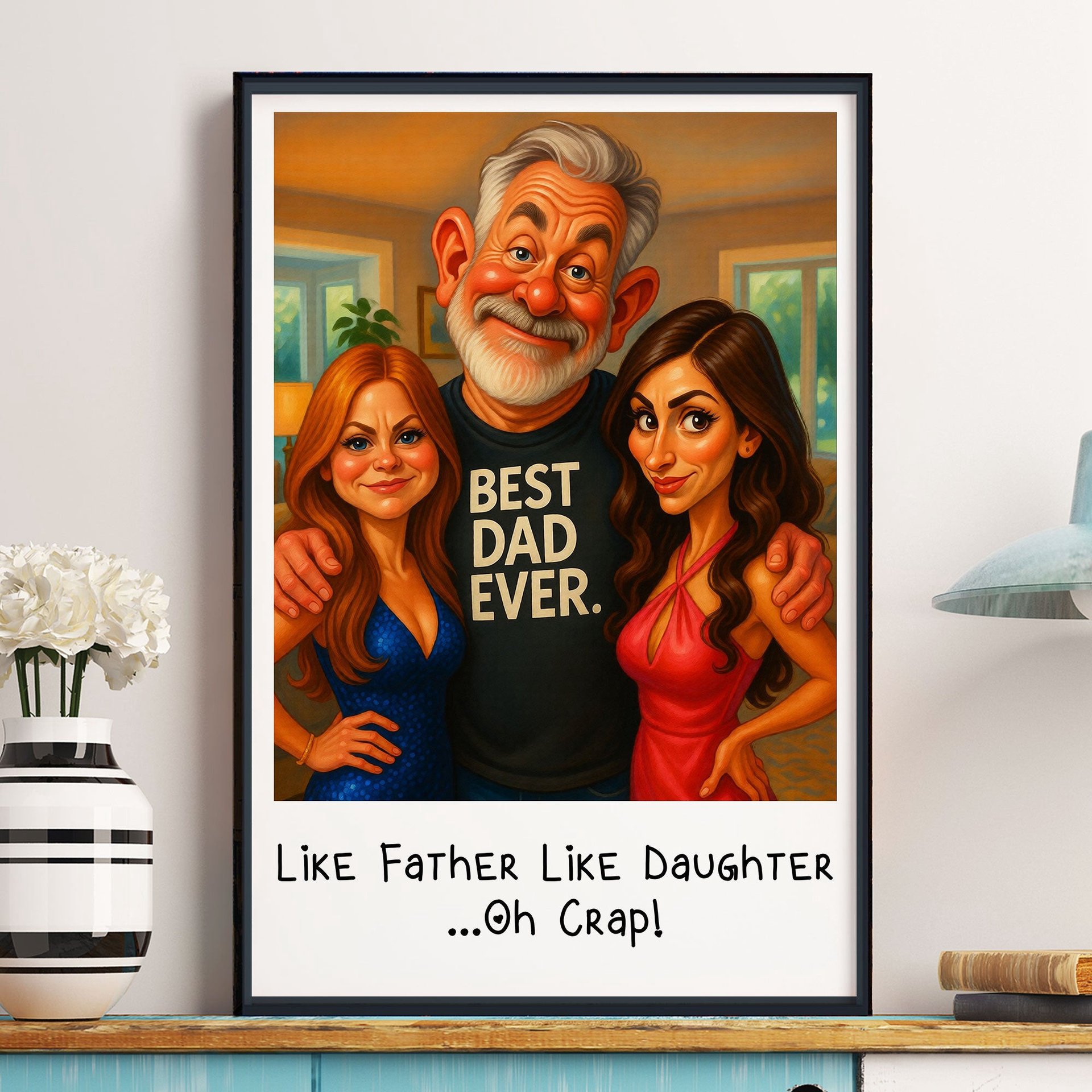 Caricature Your Photo - Father's Day Funny Gift For Dad, Family - Personalized Photo Poster