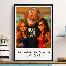 Caricature Your Photo - Father's Day Funny Gift For Dad, Family - Personalized Photo Poster