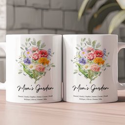 Family Birth Flower Bouquet Flowers Gift For Mom, Grandma, Family - Personalized Mug – view 2