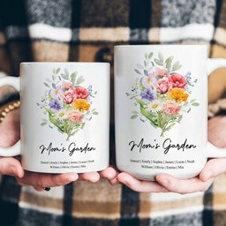 Family Birth Flower Bouquet Flowers Gift For Mom, Grandma, Family - Personalized Mug – view 4