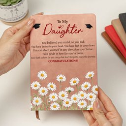 Custom Birth Flower Graduation - Personalized Leather Journal – view 2