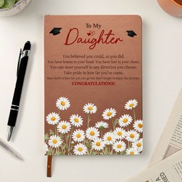 Custom Birth Flower Graduation - Personalized Leather Journal