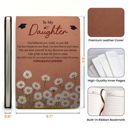 Custom Birth Flower Graduation - Personalized Leather Journal – view 5