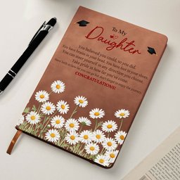 Custom Birth Flower Graduation - Personalized Leather Journal – view 4
