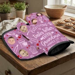 Everything Tastes Better When Grandma Makes It - Personalized Oven Mitts And Pot Holder – view 5