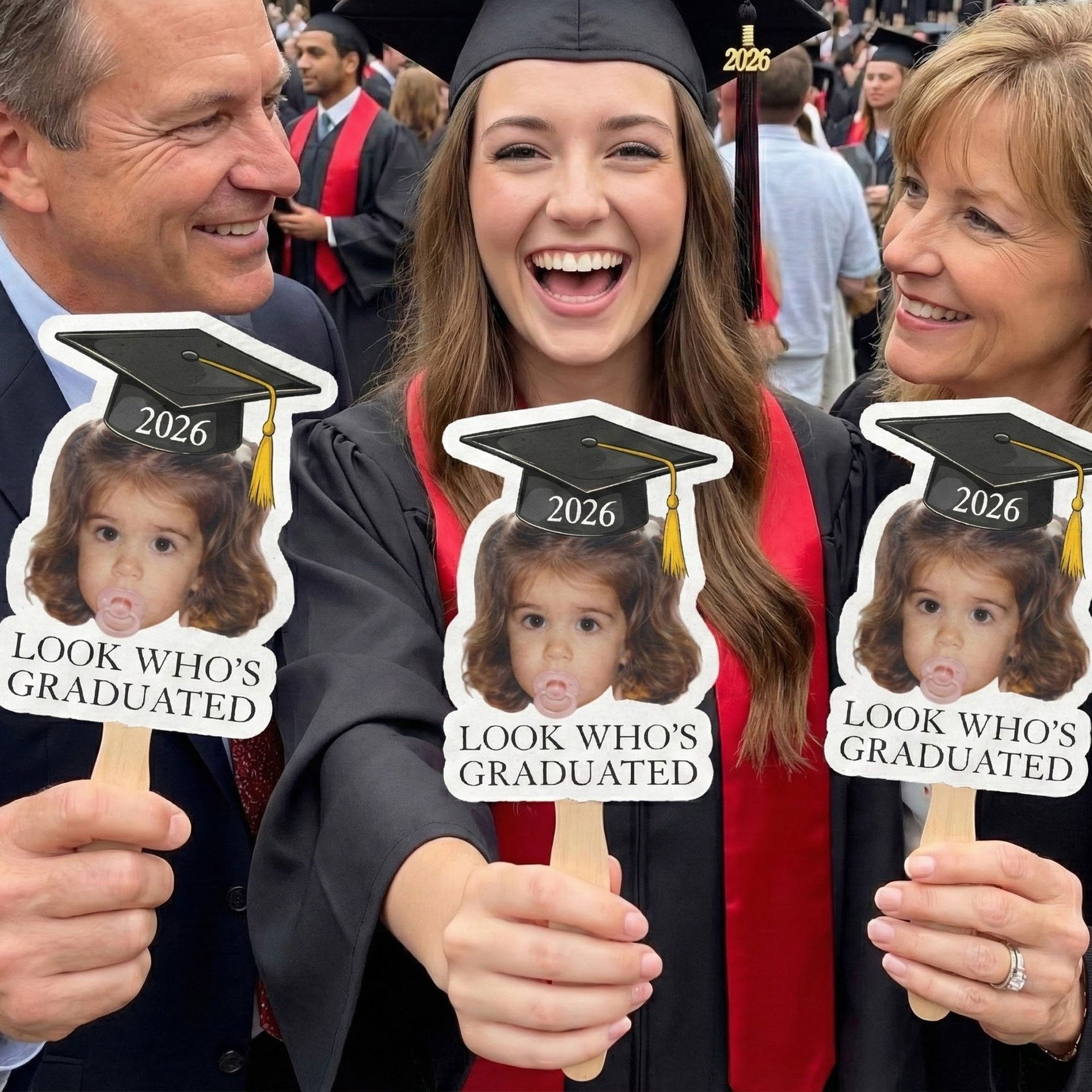 Custom Vintage Childhood Photo Graduation Gift - Personalized Graduation Fan