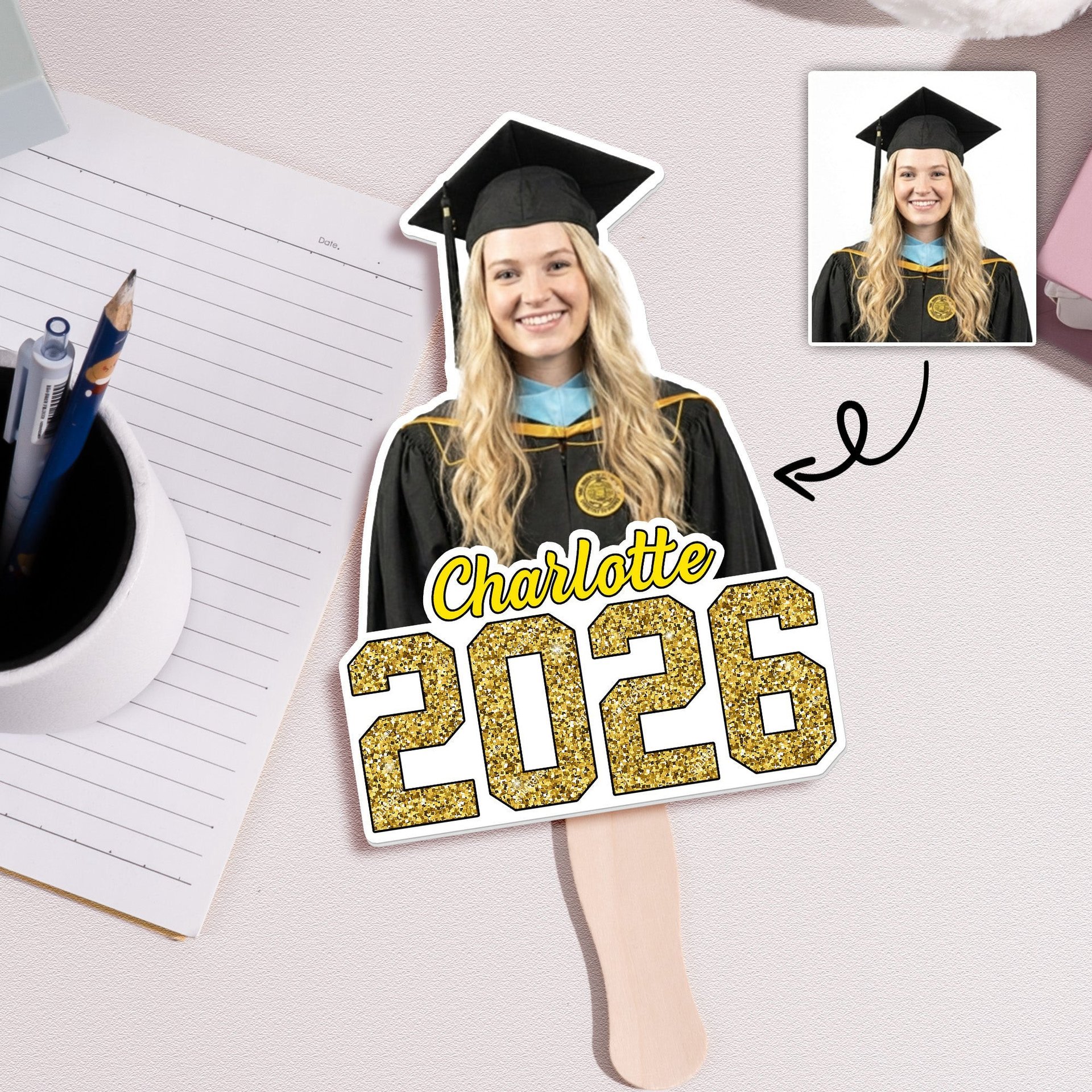 Graduation Custom Face And Name - Personalized Graduation Fan
