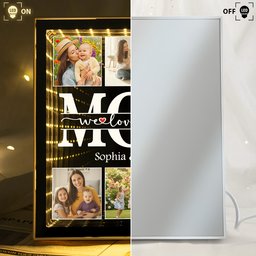 We Love You Gift For Mom, Grandma, Wife - Personalized Photo Infinity Mirror Light Box – view 5