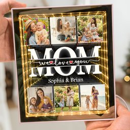We Love You Gift For Mom, Grandma, Wife - Personalized Photo Infinity Mirror Light Box – view 4