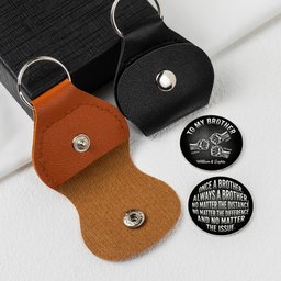 Once A Brother, Always A Brother, No Matter The Distance - Personalized Leather Pocket Hug – view 3