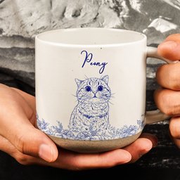 Custom Pet Portrait Mug For Pet Lovers, Dog Mom, Cat Mom - Personalized Photo Pottery Mug – view 2