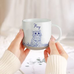 Custom Pet Portrait Mug For Pet Lovers, Dog Mom, Cat Mom - Personalized Photo Pottery Mug – view 5
