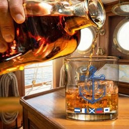 Name In Nautical Flags, Sailor, Anchor Compass Life - Personalized Whiskey Glass – view 4