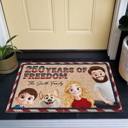 250 Years Of Freedom 3D Family Version Faux Yarn Pattern - Personalized Doormat – view 2
