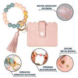 Birth Month Flower Gift For Her - Personalized Keychain Wristlet Leather Wallet – view 7