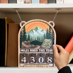 Mountain Hiking Log - Personalized Hiking Miles Tracker Sign – view 2