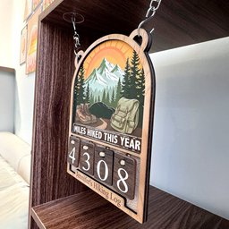 Mountain Hiking Log - Personalized Hiking Miles Tracker Sign – view 3