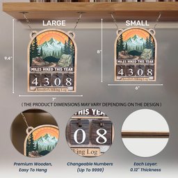 Mountain Hiking Log - Personalized Hiking Miles Tracker Sign – view 6