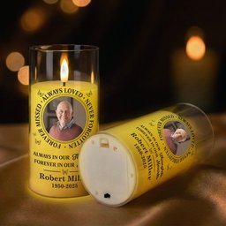 Custom Photo Memorial Always Loved Never Forgotten - Personalized Photo LED Candle Light – view 2