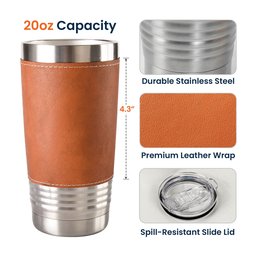 A Man And His Cat A Bond That Can't Be Broken - Personalized 20oz Leather Wrapped Tumbler – view 5