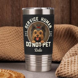 Service Human - Dog New Version - Personalized 20oz Leather Wrapped Tumbler – view 3