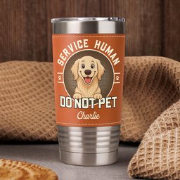 Service Human - Dog New Version - Personalized 20oz Leather Wrapped Tumbler – view 2