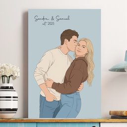 Custom Couple Portrait Anniversary Valentine's Day Gift For Her, Him - Personalized Photo Poster – view 5